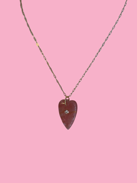 Collana JAIPUR - Catena argento   925 e pendente   cuore quarzo fragola