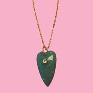 Collana JAIPUR - Catena argento    925 e pendente    cuore avventurina verde