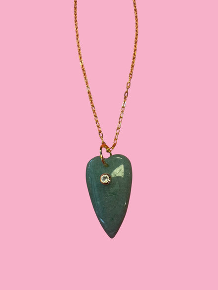 Collana JAIPUR - Catena argento    925 e pendente    cuore avventurina verde