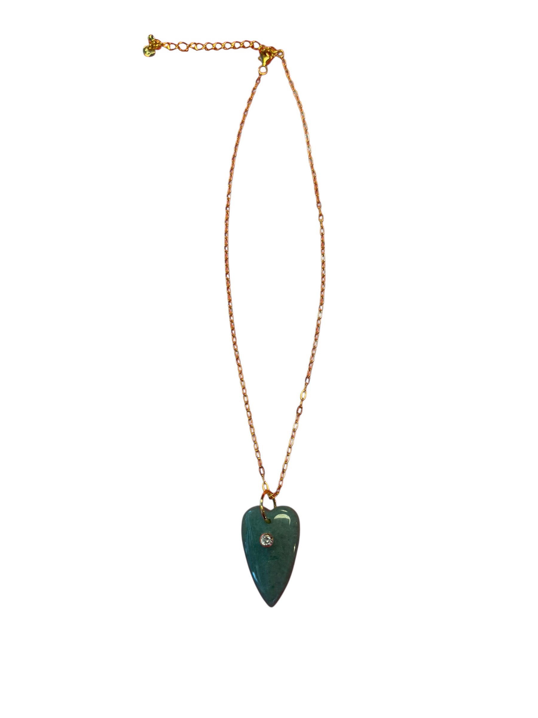 Collana JAIPUR - Catena argento    925 e pendente    cuore avventurina verde