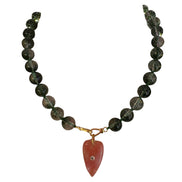Collana JAIPUR - Quarzo fantasma verde e pendente quarzo fragola cuore