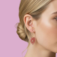 Orecchini  Collezione JAIPUR-  cuore quarzo fragola argento 925