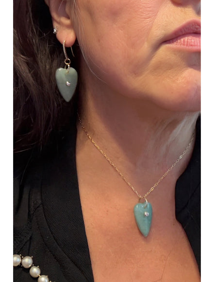 Orecchini  Collezione JAIPUR-  cuore avventurina verde