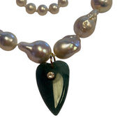 Collana JAIPUR - Perle barocche e pendente cuore avventurina verde