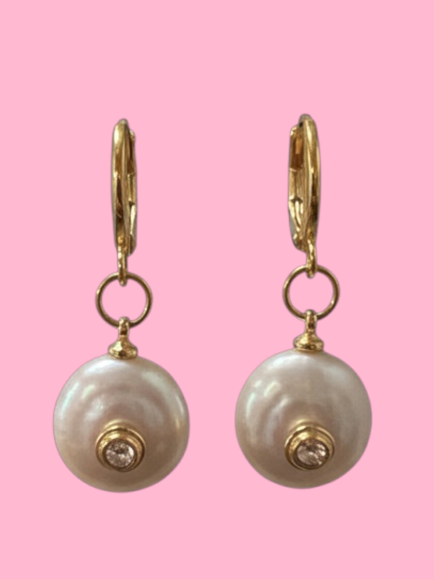 Orecchini  Collezione JAIPUR- anellina con perla piatta e zirconi incastonati