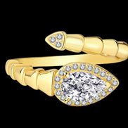 Anello Snake in Argento 925 e Moissanite Taglio Pera (1ct) regolabile