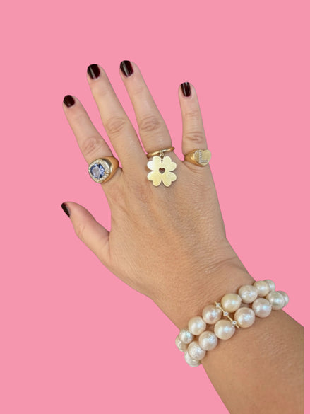 Bracciale Bisette - 2 file perle con barette argento 925 e zirconi