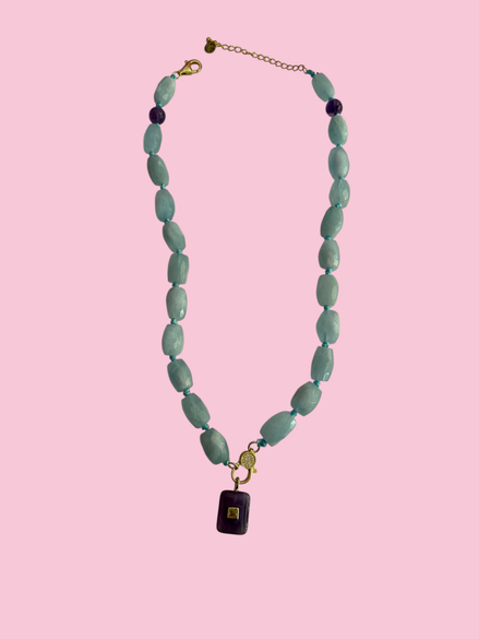 Collana JAIPUR - Acquamarina e pendente ametista