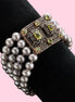 Bracciale DECO - 4 fili perle grey con chiusura gioiello argento 925 peridoto zirconi