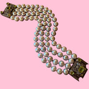 Bracciale DECO - 4 fili perle grey con chiusura gioiello argento 925 peridoto zirconi