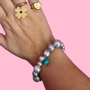 Bracciale Bisette -  perle coltivate  grey charm aulite