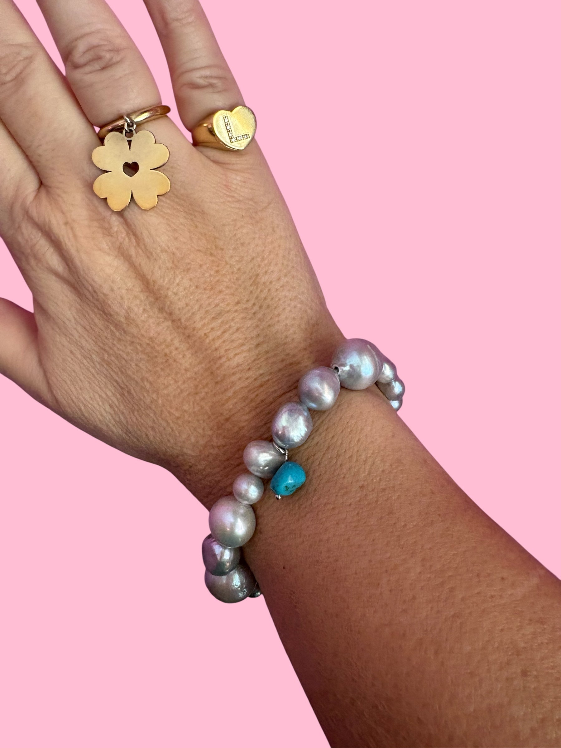 Bracciale Bisette -  perle coltivate  grey charm aulite
