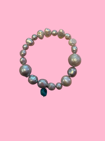 Bracciale Bisette -  perle coltivate  grey charm aulite