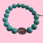 Bracciale Bisette - turchese  con ametista lilla e delfino