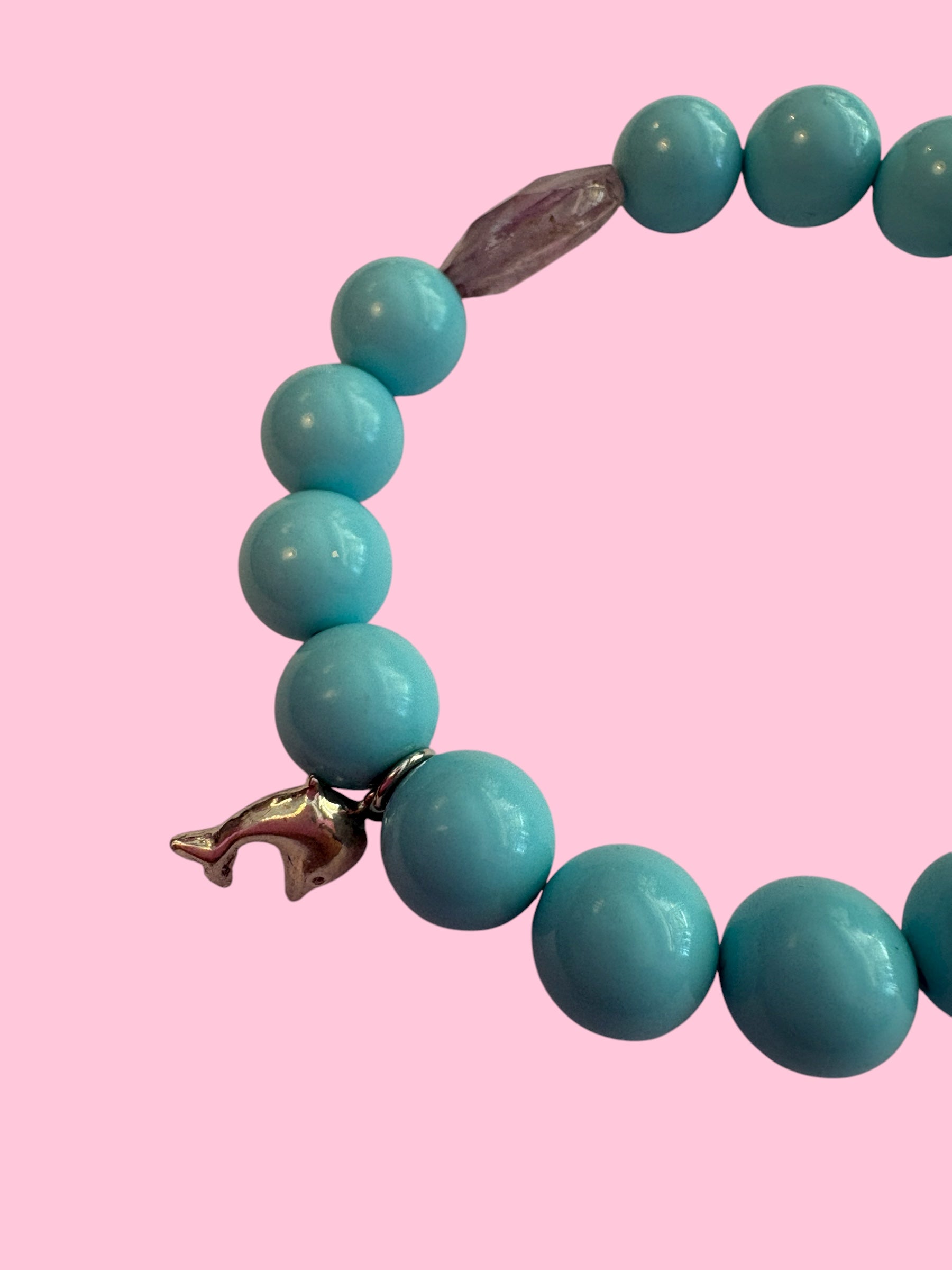 Bracciale Bisette - turchese  con ametista lilla e delfino