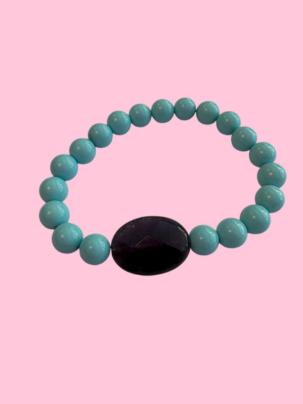 Bracciale Bisette - OCEANO turchese  con ametista ovale