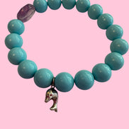 Bracciale Bisette - turchese  con ametista lilla e delfino