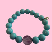 Bracciale Bisette - OCEANO turchese  con ametista e delfino