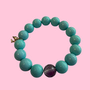 Bracciale Bisette - OCEANO turchese  con ametista e delfino