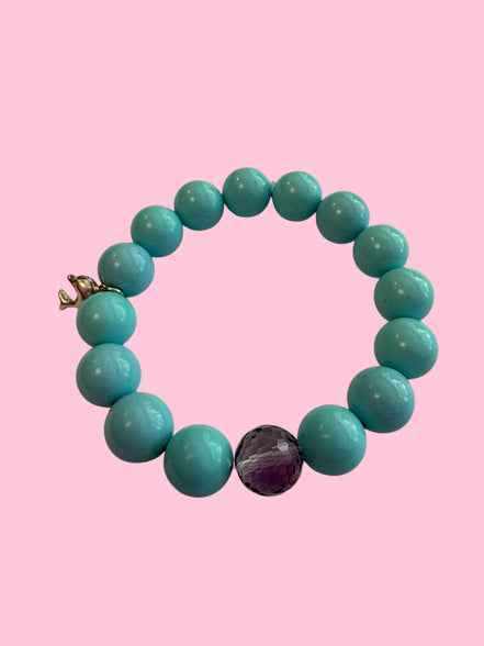 Bracciale Bisette - OCEANO turchese  con ametista e delfino