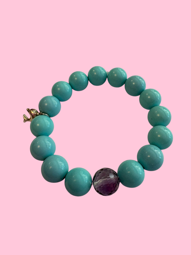 Bracciale Bisette - OCEANO turchese  con ametista e delfino