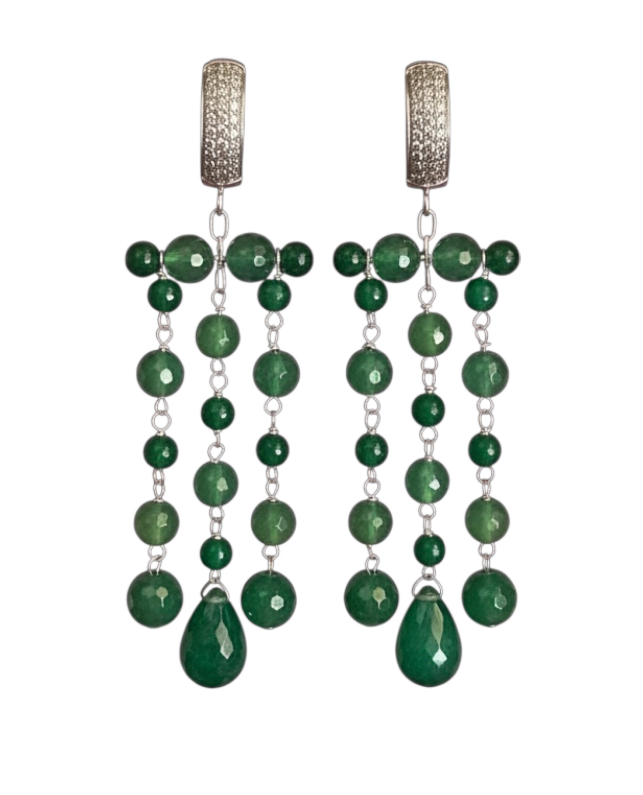 Chandelier - Orecchini con cascata di agata verde
