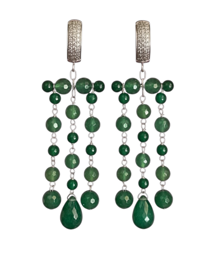 Chandelier - Orecchini con cascata di agata verde