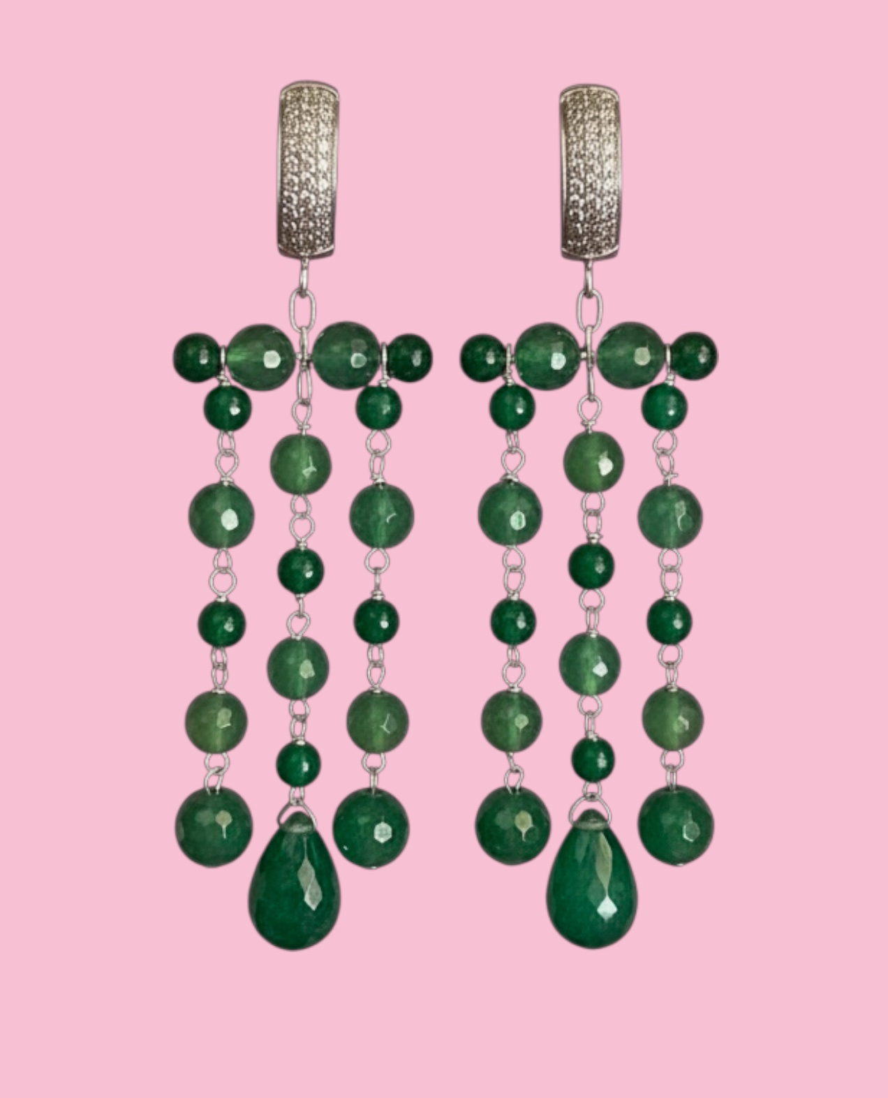 Chandelier - Orecchini con cascata di agata verde
