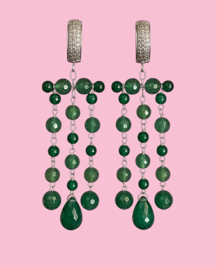 Chandelier - Orecchini con cascata di agata verde