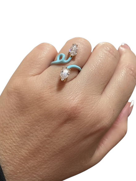 Anello RAMO pop -  argento smalto color con 2  zirconi