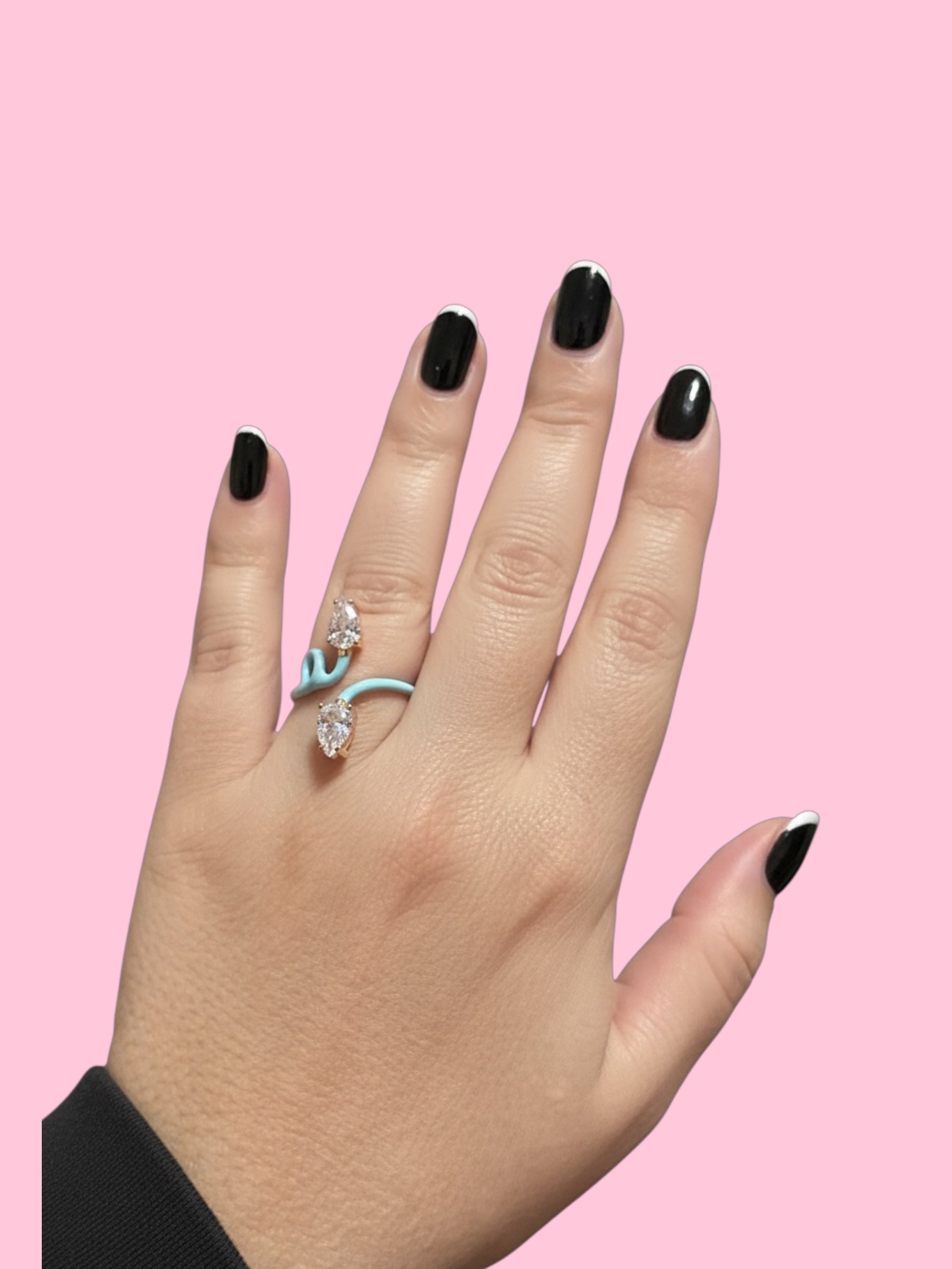 Anello RAMO pop -  argento smalto color con 2  zirconi