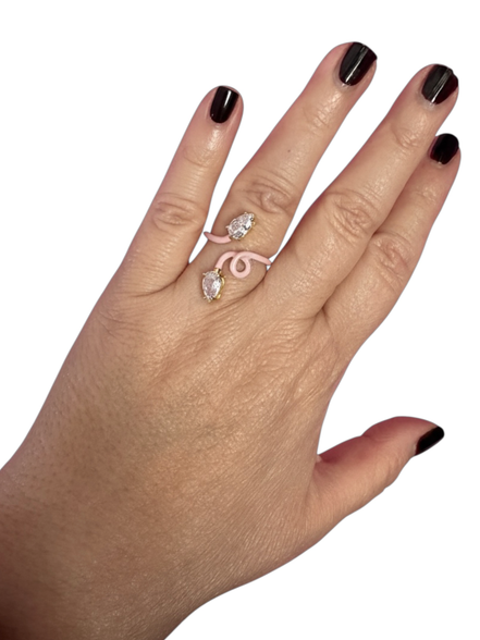 Anello RAMO pop -  argento smalto color con 2  zirconi
