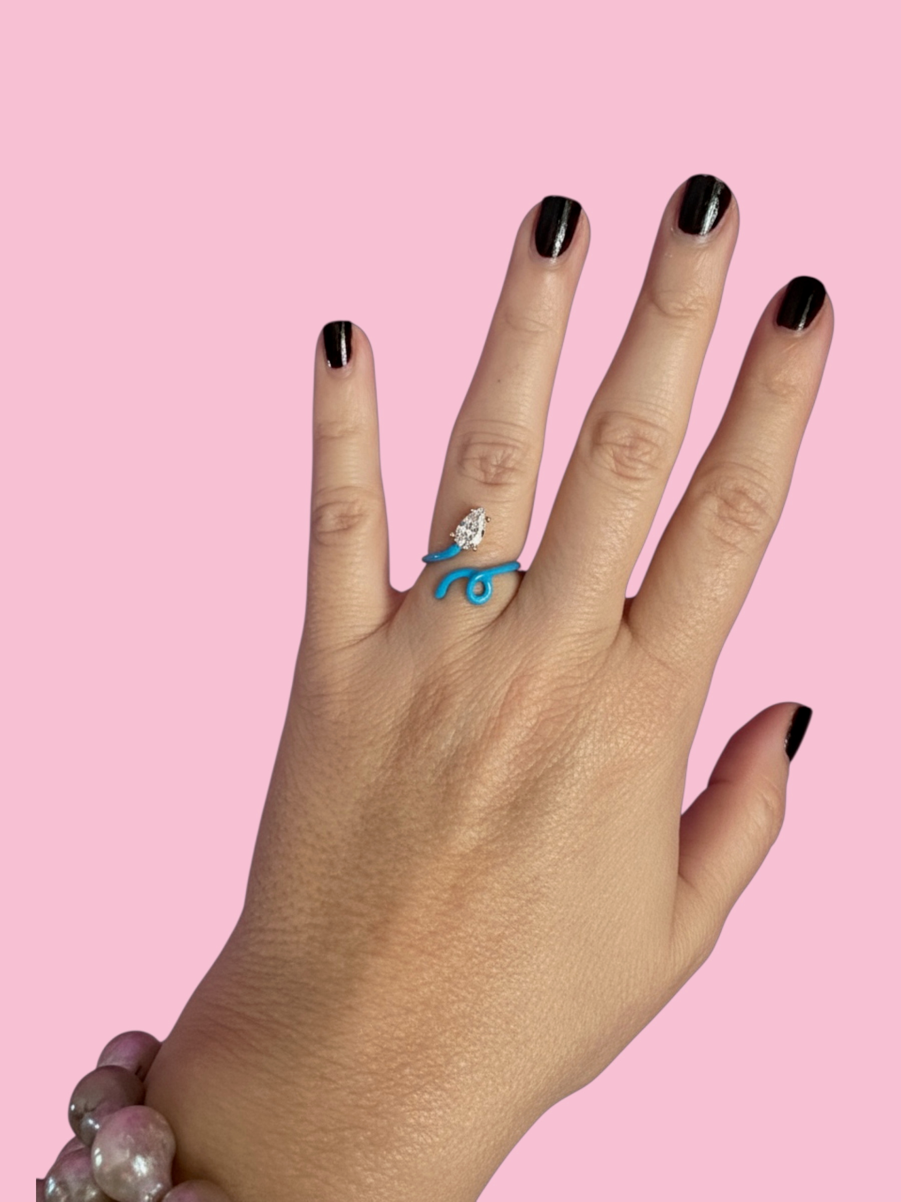 Anello RAMO pop -  argento smalto color con zircone