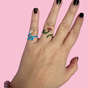 Anello RAMO pop -  argento smalto color con zircone