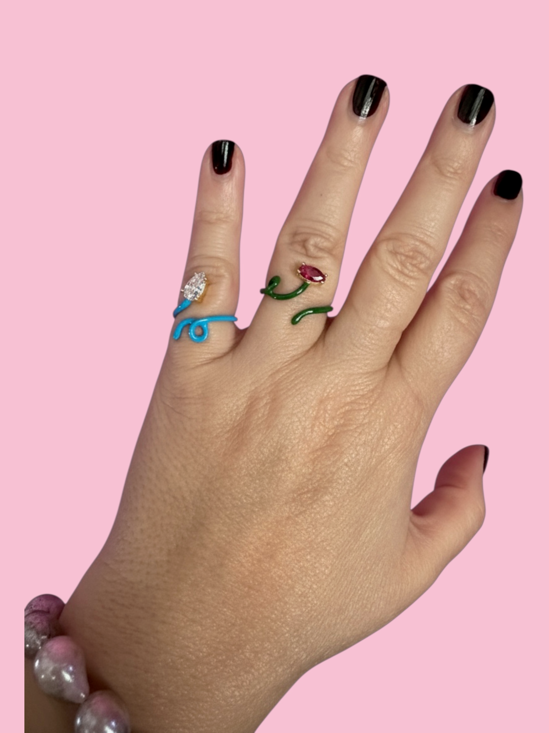 Anello RAMO pop -  argento smalto color con zircone