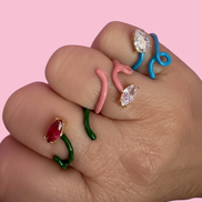 Anello RAMO pop -  argento smalto color con zircone