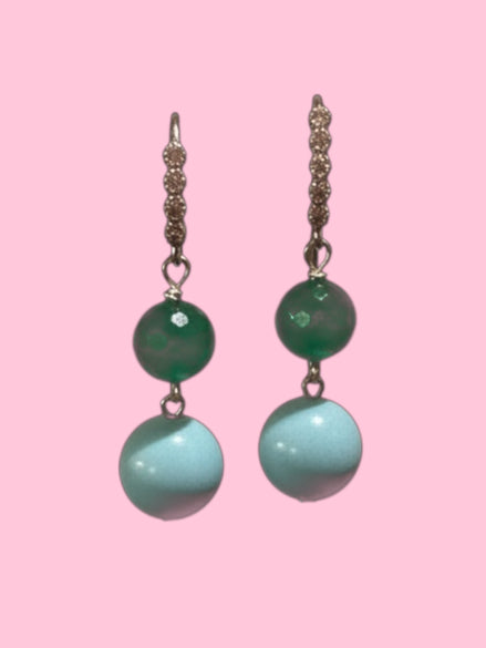 Orecchini  - ICONICI OCEANO turchese con agata verde e argento 925