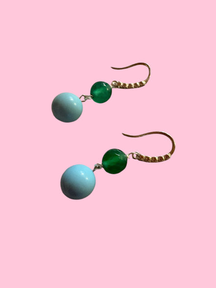 Orecchini  - ICONICI OCEANO turchese con agata verde e argento 925