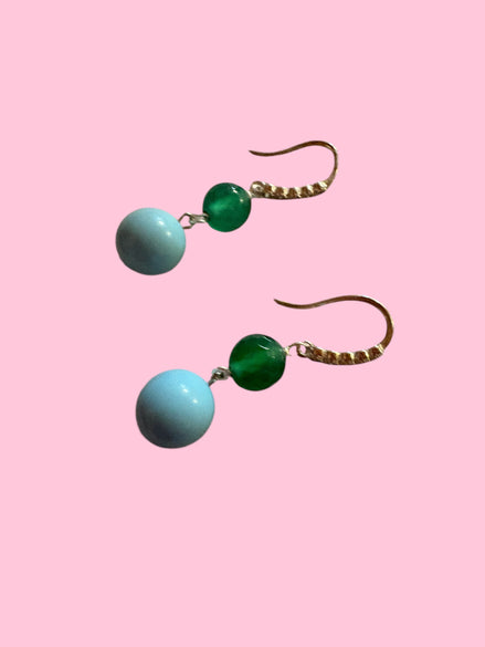 Orecchini  - ICONICI OCEANO turchese con agata verde e argento 925