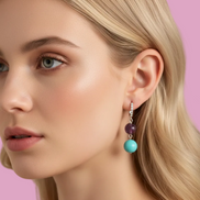 Orecchini  - ICONICI OCEANO turchese con ametista e argento 925