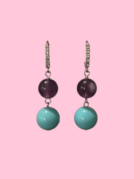 Orecchini  - ICONICI OCEANO turchese con ametista e argento 925