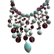 OCEANO - Collier cascata con turchese e ametista con argento 925