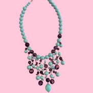 OCEANO - Collier cascata con turchese e ametista con argento 925