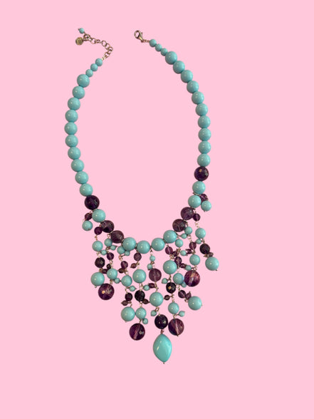 OCEANO - Collier cascata con turchese e ametista con argento 925