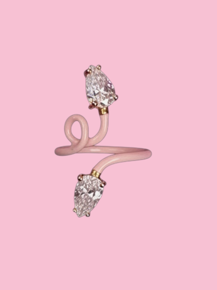Anello RAMO pop -  argento smalto color con 2  zirconi
