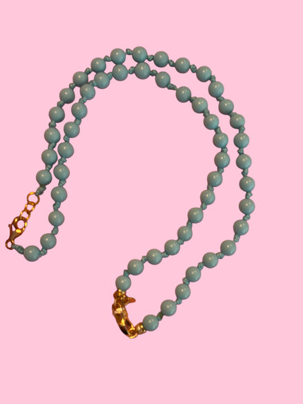 Collana OCEANO - Turchese  mm 6 con 2 chiusure gioiello argento
