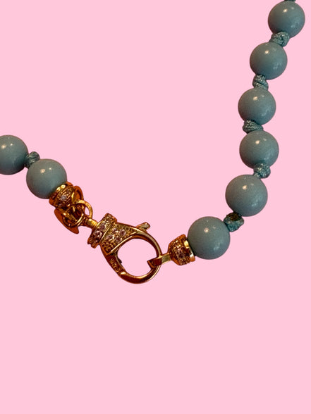 Collana OCEANO - Turchese  mm 6 con 2 chiusure gioiello argento
