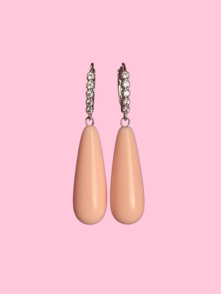 orecchini ICONICI argento 925 gocce lunghe corallo rosa