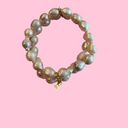 Bracciale Bisette -  2 giri perle barocche con argento 925 e zirconi