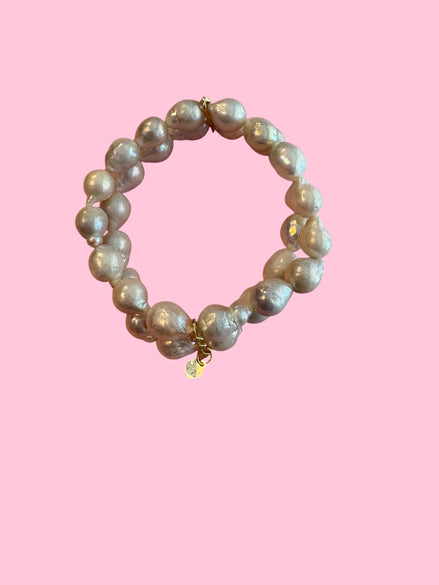 Bracciale Bisette -  2 giri perle barocche con argento 925 e zirconi
